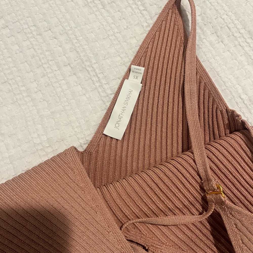 JONATHAN SIMKHAI Tatiana Ring Rib Knit Tank Top, XS. - Picture 3 of 4